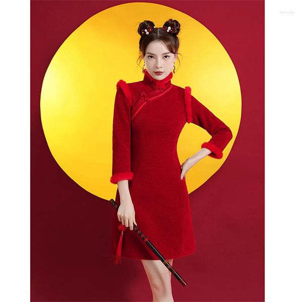 Roupas étnicas Cheongsam 2023 estilo curto todos os dias garota retrô vestido chinês tradicional