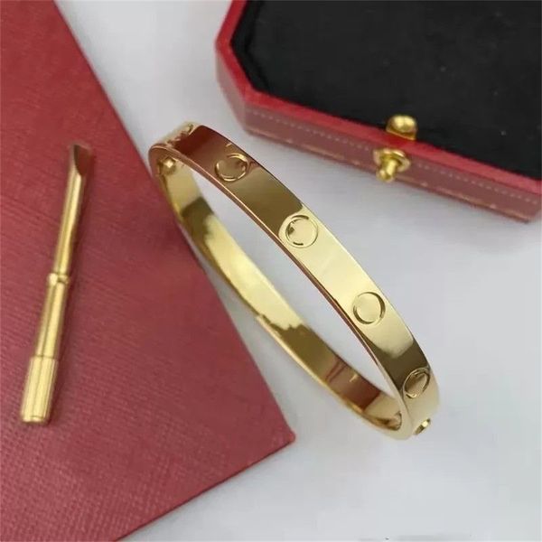 Luxuriöses Designer-Schraubarmband, modisches Damen-Manschettenarmband, kleines Handgelenk, 316L-Edelstahl, vergoldet, 18 Karat Gold, Schmuck, nicht anlaufend, Geschenk für Männer, Liebhaber, für Party, Hochzeit