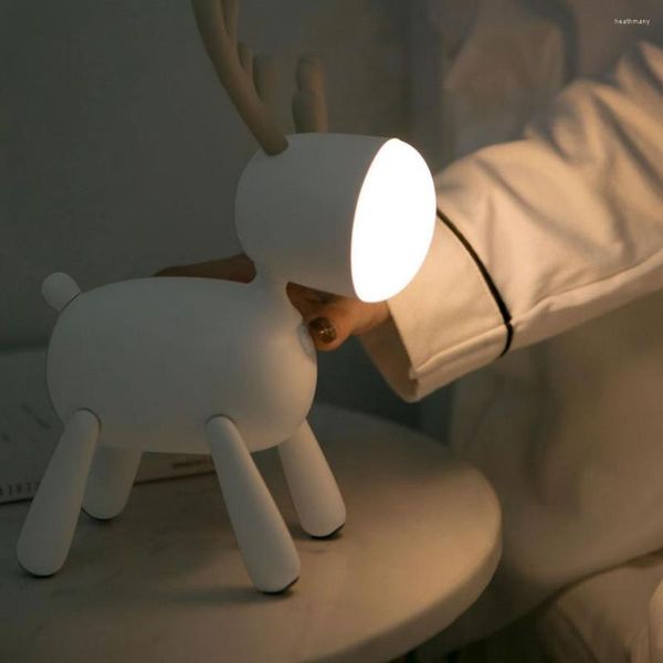 Luzes noturnas 5V Elk Light Light Ajustável Tail rotativa USB Lâmpada recarregável para iluminação do quarto