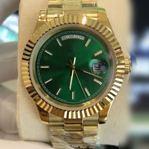С оригинальной коробкой роскошные мужские часы модные часы высочайшего качества на 18 -карате желтого золота Diam Dial Bezel автоматические мужские часы мужские