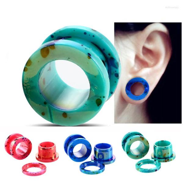 Orecchini a cerchio Unisex Ear Expander Body Piercing Acrilico Dot Screw Back Flesh Tunnel Plug Barella Tappi per piercing in silicone