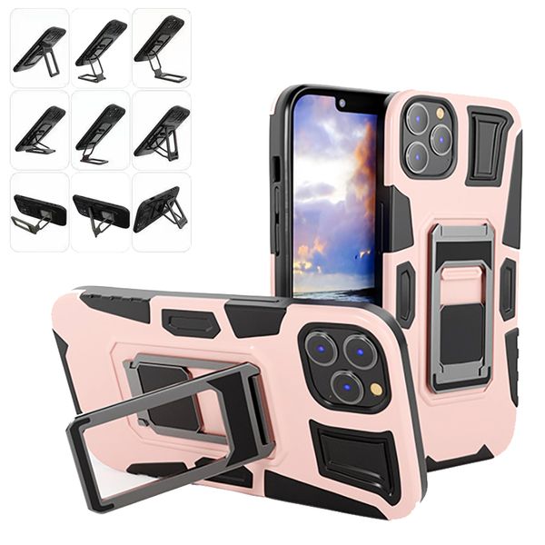 İPhone 14 için katlanabilir tutucu olan zırh manyetik telefon kasası sert kabuk 13 12 Pro Max Shockproof Gizli Mecha Stand Telefon Kapağı 1 PCS