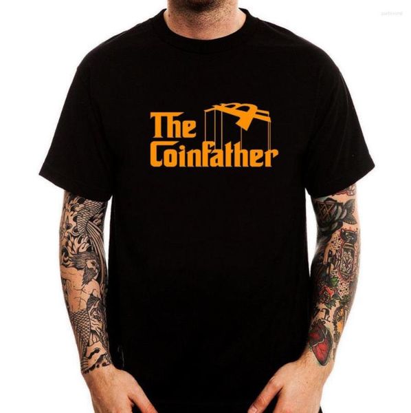 Camisetas masculinas de algodão da moda Teesia da coinfather Funny Parody Crypto Amante Impresso T-shirt Top Top Teeprinted Cool