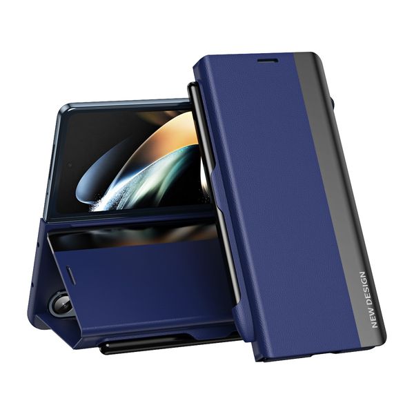 Flip Book Stand Cases für Samsung Galaxy Z Fold 2 Fold 3 Fold 4 Case Side Pen Slot Leder Schutzhülle Smart Cover