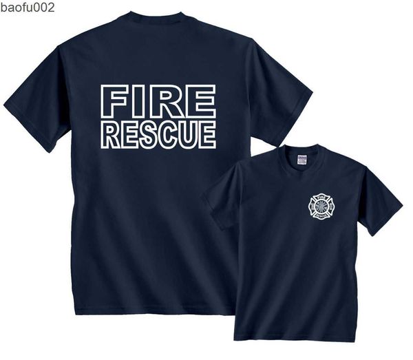 Camisetas masculinas Fire Rescue bombeiro Firemen Gear T-Shirt Moda masculina T-shirt Hipster Tops T-shirts de manga curta W0322