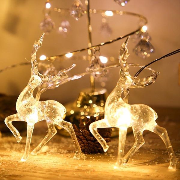 Weihnachtsdekorationen Hirsch 10/20 LED-Lichterkette Rentier Sika Elchförmige Ornamente Weihnachtsbaum Frohe Dekoration für Urlaubsparty