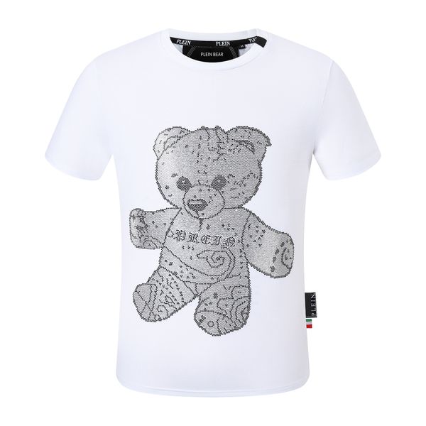 Plein urso camiseta masculina designer tshirts roupas de marca shinestone pp crânio masculino de camiseta redonda de pescoço ss de pelúcia e plein com cristais camisetas de hip hop tees 161230