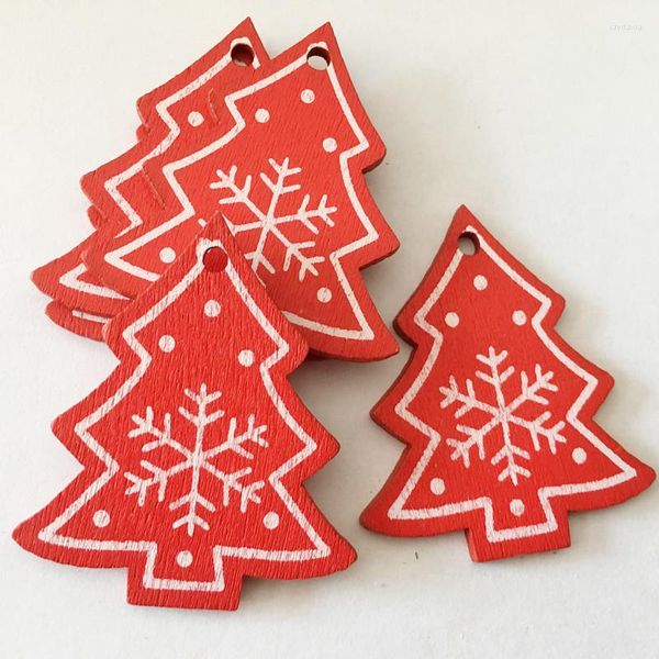 Decorazioni natalizie 10pcs Ornamenti in legno naturale Ciondolo Fiocchi di neve Forma di albero di Natale Appeso Artigianato in legno Per