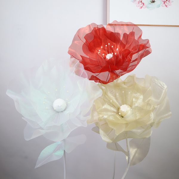 Novo simulação cor de seda de seda flor flor flor ao ar livre decoração decoração de decoração de tiro de adesivos em estoque