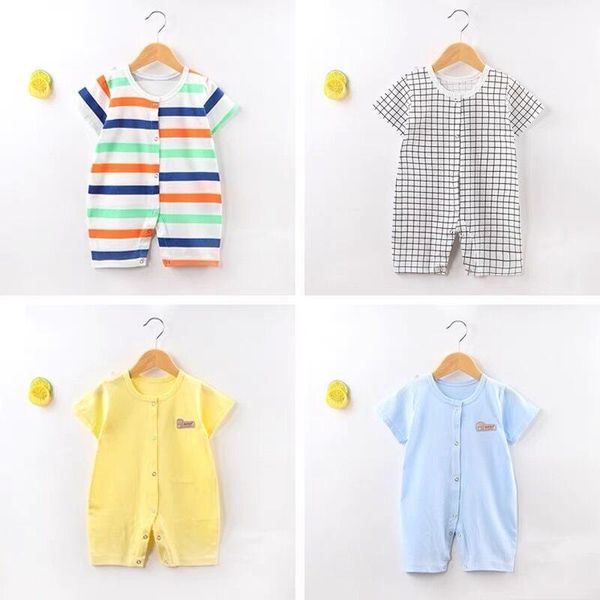 Tulumlar Yaz Bebek Erkek Kızlar Giysileri Kısa Kollu Romper 2023 Doğumlu Tek Parça Tırmanma Tulunları Pijamalar 3-24MJUMPSUITS
