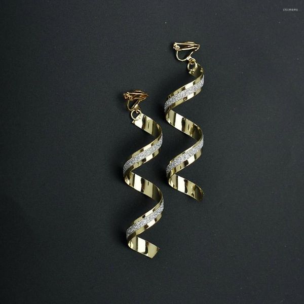 Brincos de backs simples clipe curvado de onda em espiral simples para mulheres para mulheres de metal jóias de metal kolczyki femme