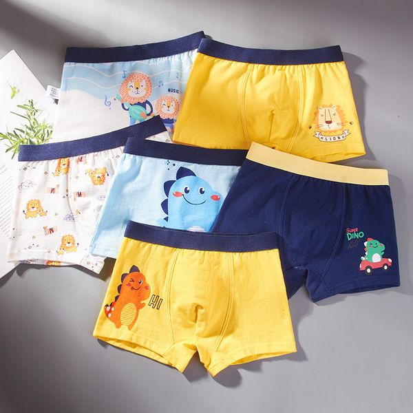 Külot 4pcslot Boys Boxer Briefs Çocuklar Pamuk İç Giyim Bebek Erkek Dambalar Genç Karikatür Baskı Yumuşak Çocuklar 214T 230322