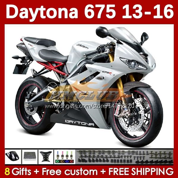 OEM-Verkleidungsset für Daytona 675 675R 13 14 15 16 2013 2014 2015 2016 MOTO Bodyworks 166Nr. 77 Daytona675 Body Daytona 675 R 2013-2016 Motorradverkleidung weiße Perle