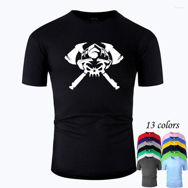 T-shirt da uomo Cool Skulls Axe Line Art O Neck Camicia in cotone Uomo e donna Unisex Summer Short Sleeve Designed Casual Tee M02007