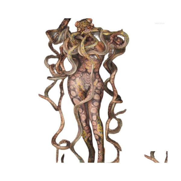 Stage desgaste de Halloween Cosplay Cosplay Octopus monster monstro decoração de decoração de macacão feminino/homem performance costume de grot dell Dhwxo