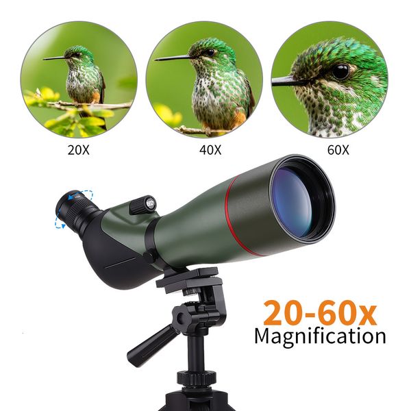 Teleskop -Ferngläser 2060x80 Spotting Scope wasserdicht für Vogelbeobachtung Ziel Schießen Schießen von Bogenschießen Outdoor -Aktivitäten mit Tripod 230322