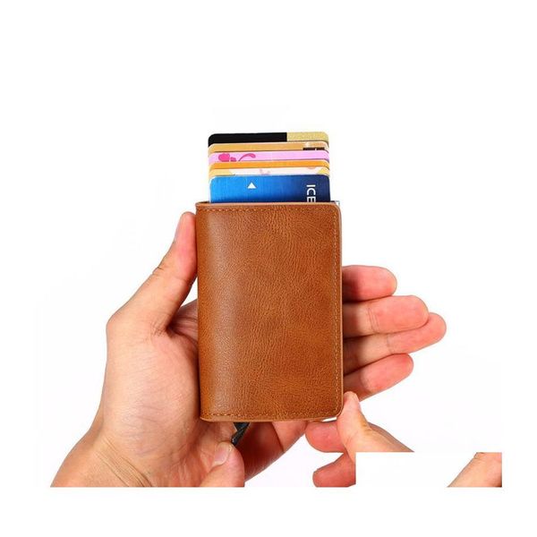 Aufbewahrungstaschen Mann Frauen Smart Wallet Antimagnetisch Matic Up Aluminiumlegierung Kartenhalter Bank ID Karten Münzbeutel Fall Tasche Drop Lieferung DHSBS