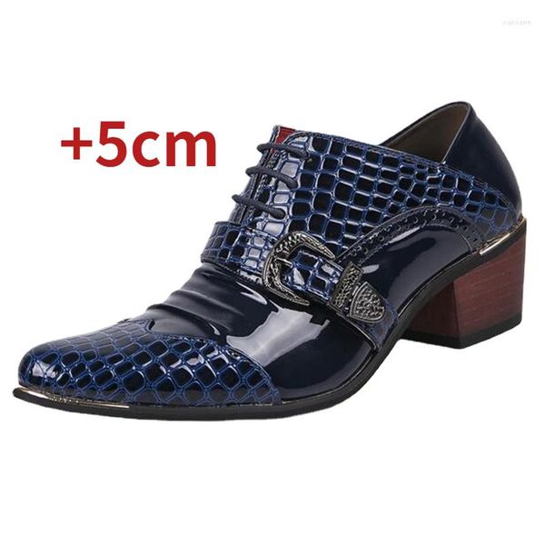 Kleidschuhe Qmaigie Aufzug für Männer Luxus Formale Hochzeit Leder High Heels Männliche spitze Zehen Oxford Heighten