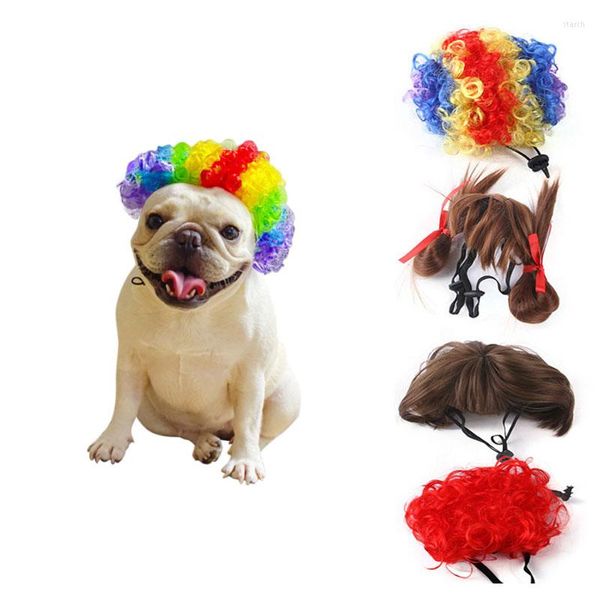 Dog Apparel Pet Wigs Cosplay Dogs Cats Casos de trajes de cabelo de trajes de cabeça Acessórios da cabeça Halloowen Chapéus de Natal Pets Supplies