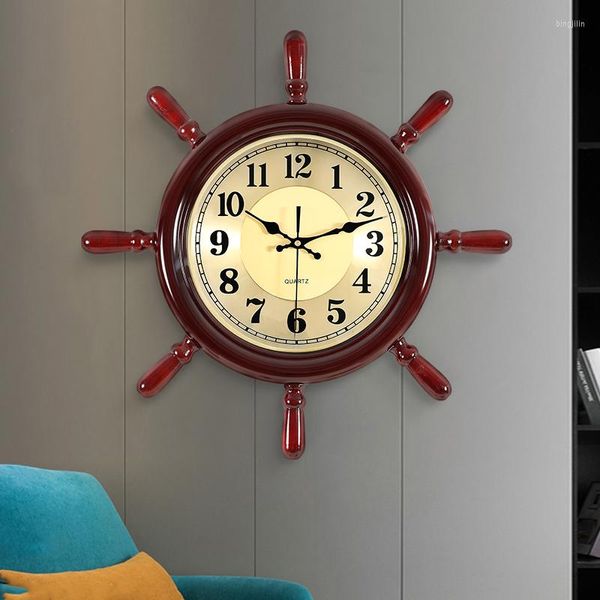 Wanduhren Teen Schwarz Dünn Rund Einfach Vintage Nordisch Rustikal Einzigartig Horloge Murale Modernes Design WW50WC