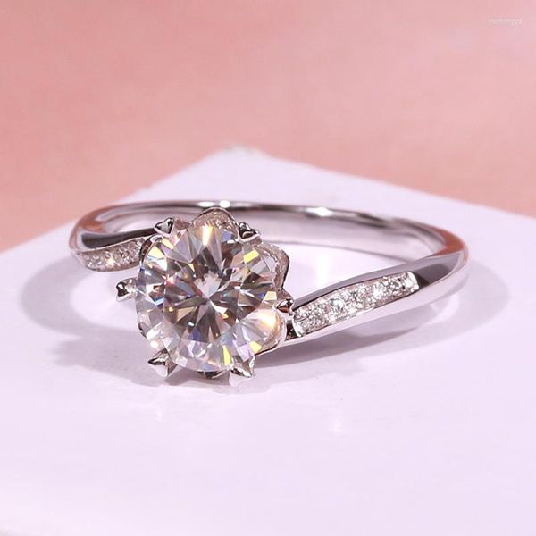 Ringos de cluster puro 18k de ouro branco 1ct 2ct 3ct Moissanite Luxury Furring Ring Ring Ring Diamond Wedding Party Anniversary