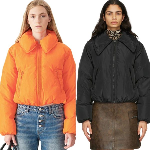 Frauen Trenchcoats Schweden Nordic Ins Winter Kleidung Reißverschluss Kurze Frauen Jacken Baumwolle gefütterte Mantel Casual Dame Jacke Baumwolle