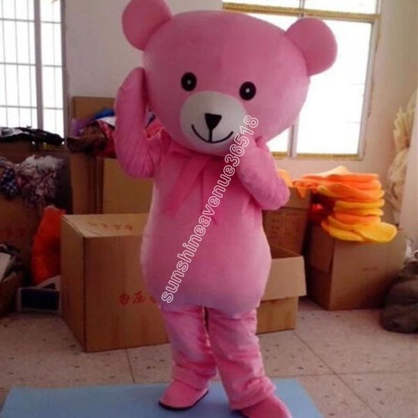 Neues rosa Teddybär-Maskottchen-Kostüm, Top, Cartoon-Anime-Thema, Charakter, Karneval, Unisex, Erwachsene, Größe, Weihnachten, Geburtstag, Party, Outdoor-Outfit