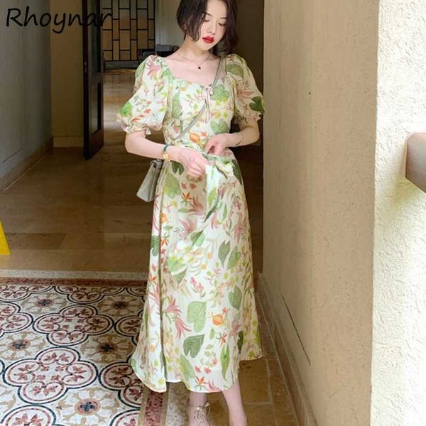 Повседневные платья платья Женщины модные цветочные рукава нежнее лето -новое французское стиль империя по бинга