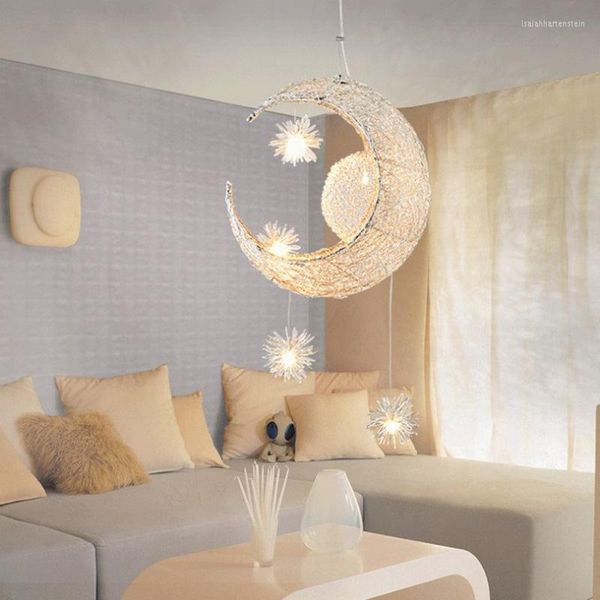 Lampade a sospensione Stile europeo Stella e luna Personalità creativa Ristorante Bancone bar Camera da letto Luci calde per camerette per bambini WF1016