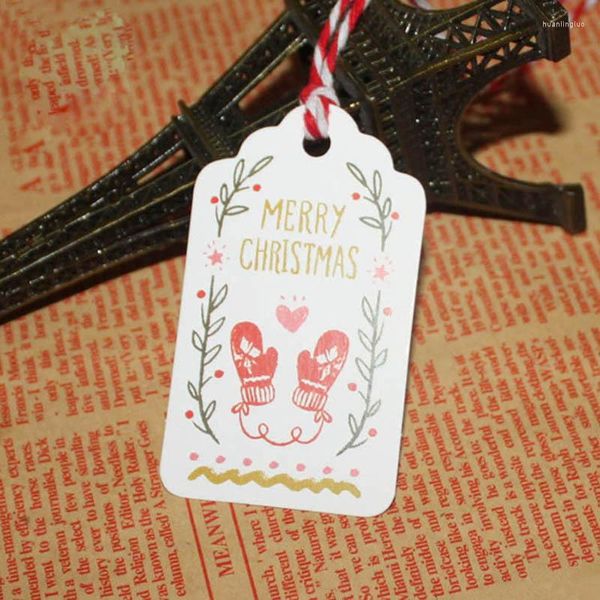 Decorações de Natal 50pcs Made tag de pendura artesanal Kraft Paper Label Bagagem Festa de festas de festas de embalagem para casa Navidad