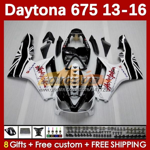 Carementi per motociclisti per Daytona 675 675R 2013-2016 Bodywork 166No.14 Daytona675 13 14 15 16 Body Daytona 675 R 2013 2014 2015 2016 Kit OEM Moto White Glossy