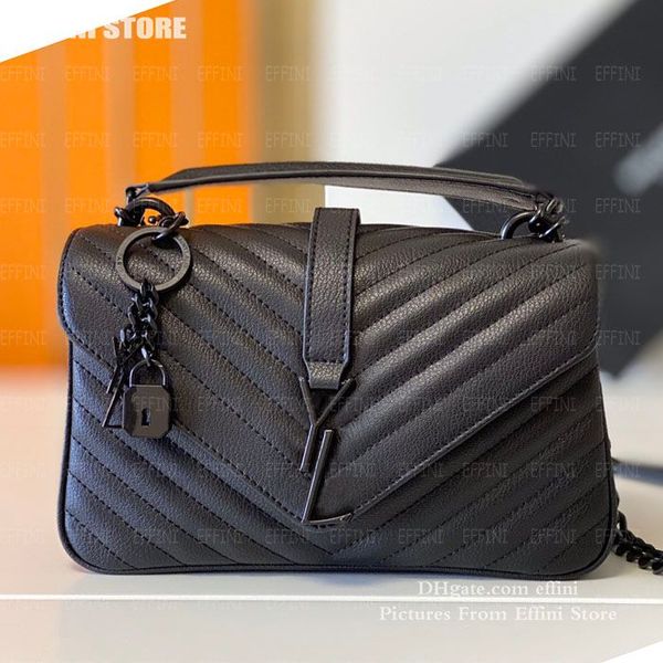 HOT Designer Bag Crossbody Trapuntato Borse Tote COLLEGE MEDIUM Borse di lusso Borse Donna Vera Pelle Flap Chain Messenger Shouder Borse Nero Effini Store