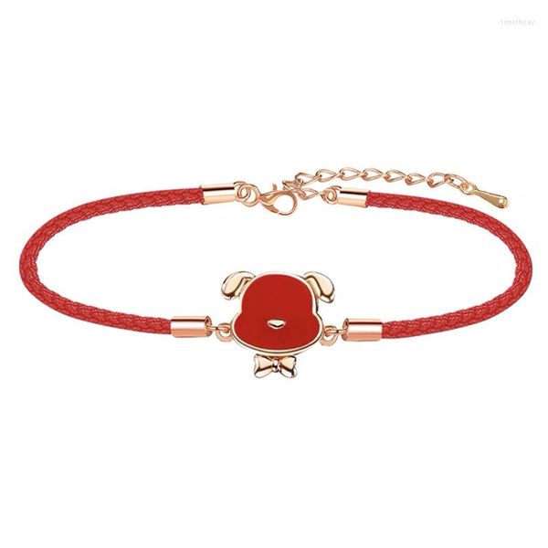 Braccialetti con ciondoli 2023 Anno cinese Trendy 12 Zodiaco Animale Bracciale con cordino rosso Coppia Carino Tigre Vendita Regalo di San Valentino Mano Gioielli Donna