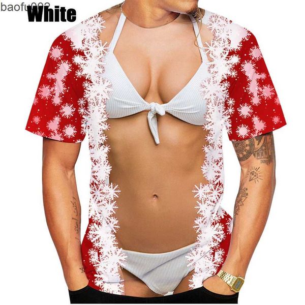 T-shirts masculina Músculo engraçado Christmas 3D Paint
