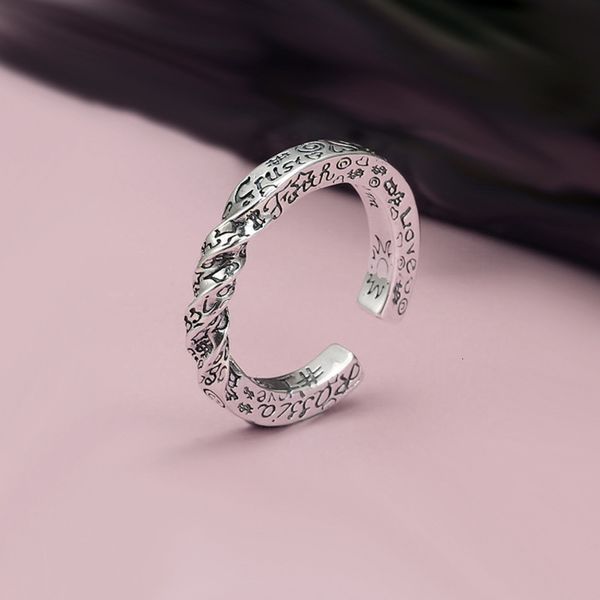 Anéis de casamento Chegada de estilo retrô Twist Graffiti thai prata jóias de anel de festa para mulheres presentes por atacado nunca desaparecem