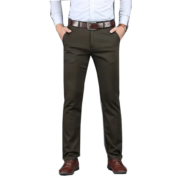 Herrenhose, Business-Anzug, gerade, Stretch, einfarbig, langer Rock, locker und bequem, für Büro, Meeting, Schwarz, Blau