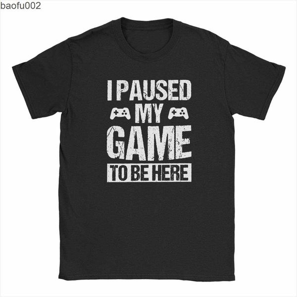 Herren-T-Shirts „I Paused My Game to Be Here“, Vintage-lustiges T-Shirt, Gamer-Gaming-Spieler, Humor, T-Shirts, Tops für Männer, Kleidung, lässige Grafik-T-Shirts W0322