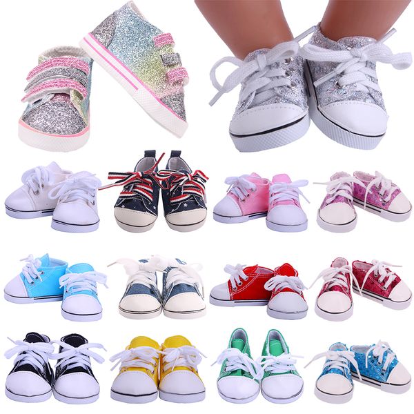 Puppenzubehör 14 Stile 7 cm Segeltuchschuhe Kleidung für 43-geborene Babys 18 Zoll American Girl Toy Our Generation 230322