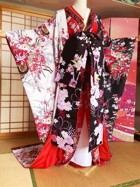 Ethnische Kleidung Traditionelle Frauen Kimono Kleid Japan Geisha Bühne Show Robe Vestidos Vintage Oiran Cosplay Kostüme Asiatische Kimonos Yukata Dres