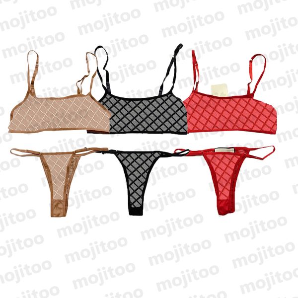 Reggiseni in pizzo Slip Set di biancheria intima Costumi da bagno da donna Ricamo Lettera Biancheria intima Mesh Traspirante Bikini Due pezzi