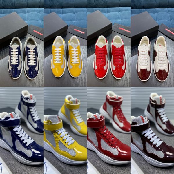 High-Top-Sneaker für den Americas Cup, Triangle-Schuhe, Herren-Sneaker aus technischem Stoff, Größe 38–44, Tennis-Logo, Läufer, Gummisohle, Sport-Mesh-Lackleder, niedrige Schnür-Sneaker