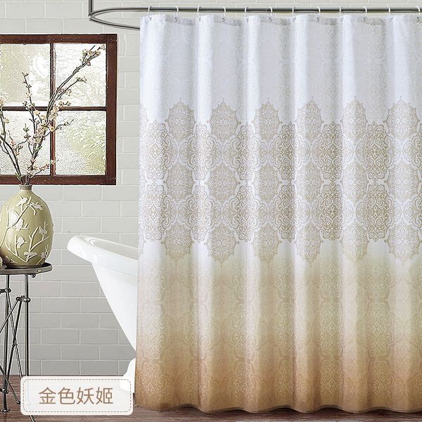 Cortinas de chuveiro Banheiro cortina de cortina de chuveiro banheira nórdica geométrica ouro floral verde azul cinza cinza impermeável anti-moldado térmico conjunto de vaso sanitário 230323