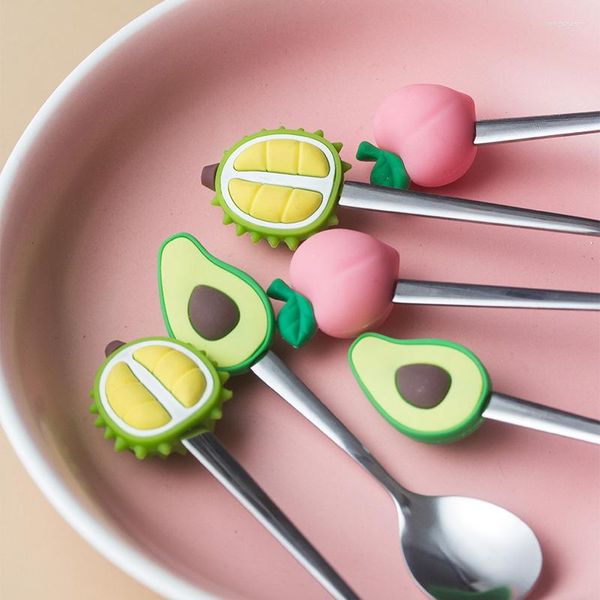 Set di stoviglie Forchetta da frutta in acciaio inossidabile a forma di frutta Cucchiaio da dessert creativo Avocado