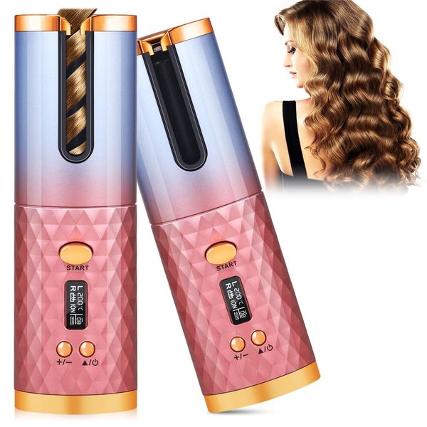 Curling Irons Hairler Machine Curly Machine Cerâmica sem fio Rotativo Curling Hair Waver Wand Rolaceiros de carregamento USB Iron 230323