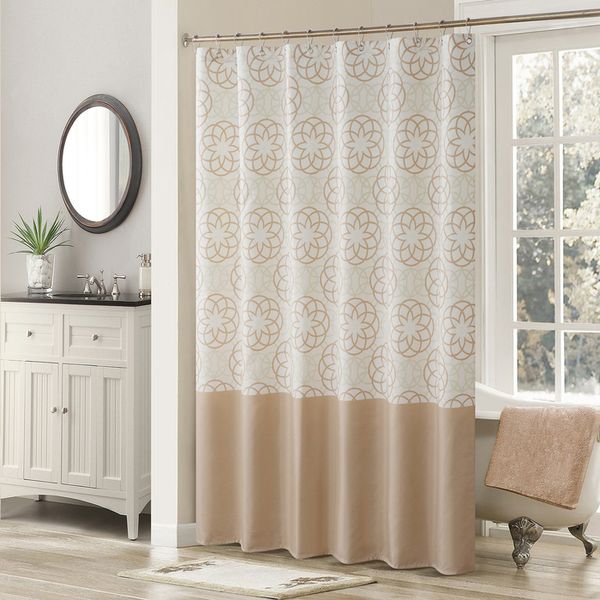 Cortinas de chuveiro Odisha Farmhouse tan Classic Polyester impermeável Fabric vintage Creme decorativo Impresso Creme Cortina de chuveiro 230323