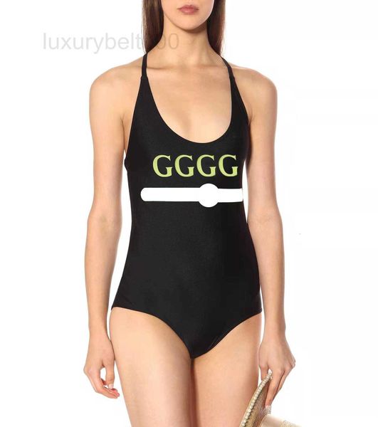 Designer di costumi da bagno da donna Costume da bagno bikini da donna estivo con lettera di moda stampata in un unico pezzo in bianco e nero con fondo stretto HRWR