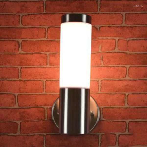 Настенные лампы на открытом воздухе светодиодная серебряная сталь из нержавеющей стали Млечный абажур на улице дверной дверной лампа без аппликации Murale Luminaire
