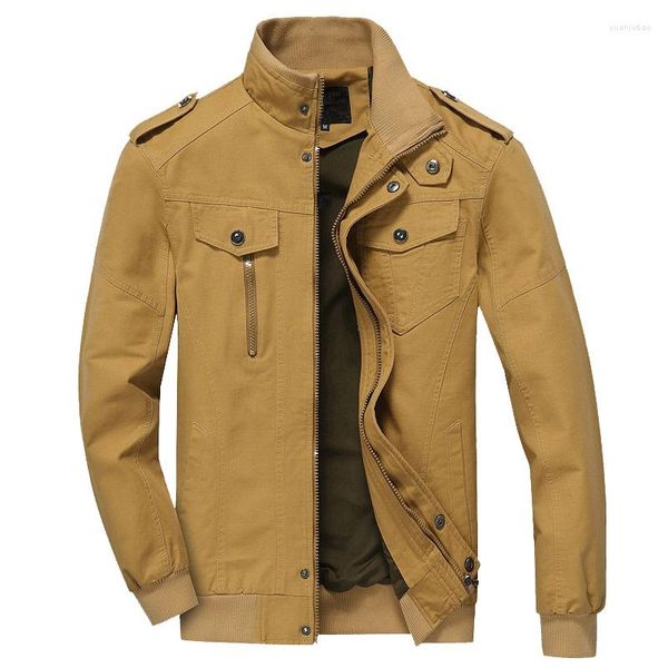 Giacche da uomo Salopette moda Uomo Bomber invernale in cotone Manica lunga Khaki Volo Casual Uomo Cappotto taglie forti 4xl 5xl 6xl Ragazzo Top