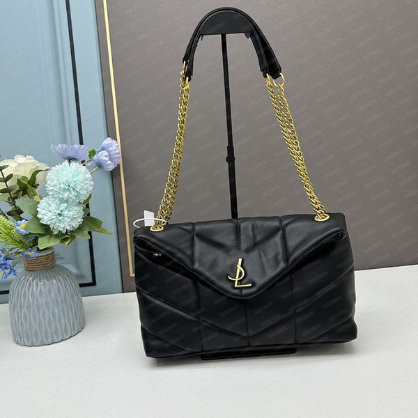 Bolsa de designer em nuvem Retro Crossbody Bag Designer Wallet The Tote Designer Sacos de ombro Bolsas de mulheres bolsas de couro macias com cadeia 28cm #black