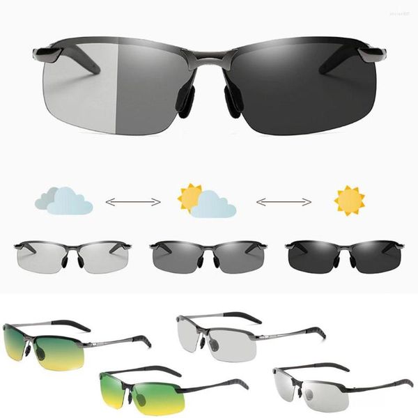 Солнцезащитные очки мода поляризованный цвет меняет мужское ночное видение автомобиль вождение солнцезащитные очки грязные велосипед